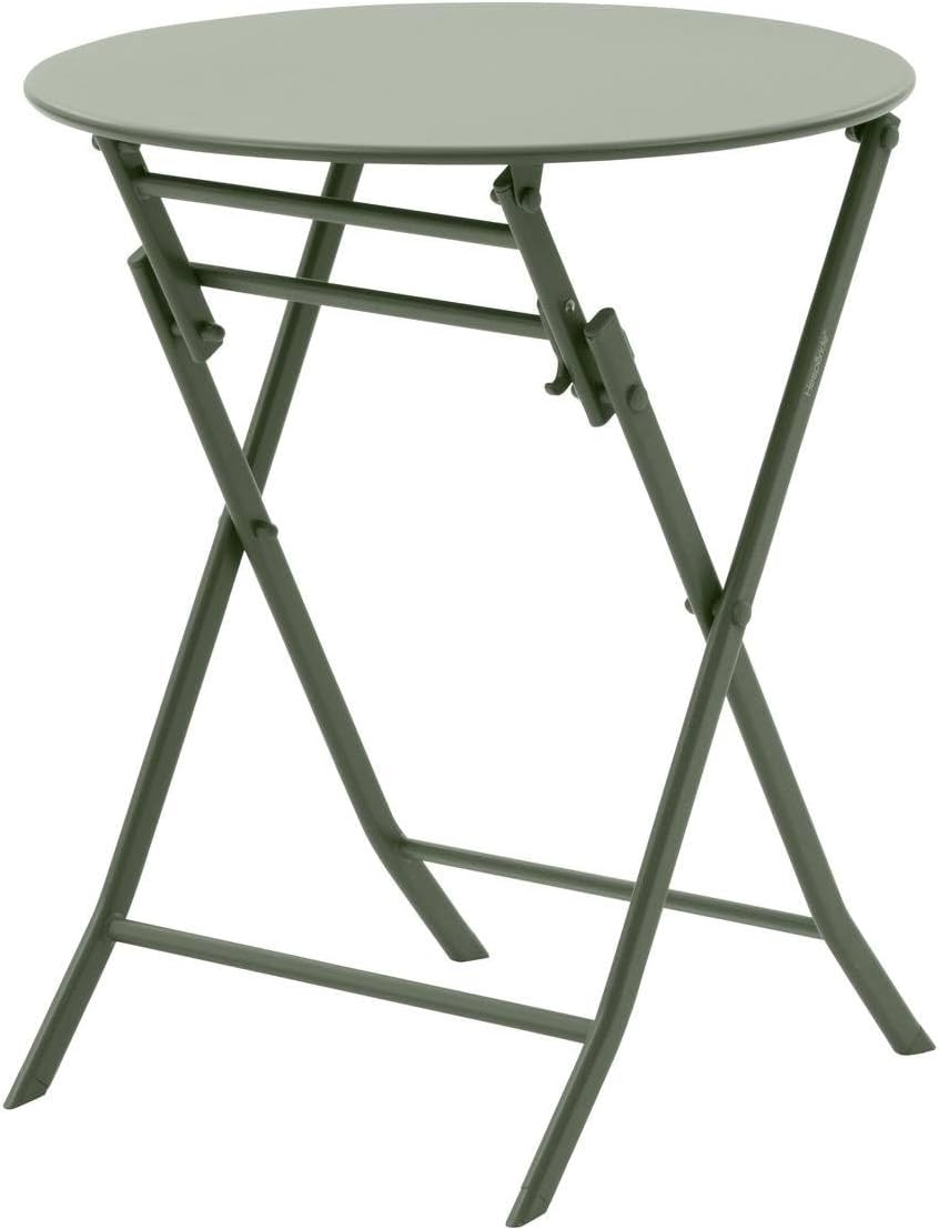 bleujardin - Greensboro ronde 2 places - acier vert laurier renforcé - table de jardin pliante