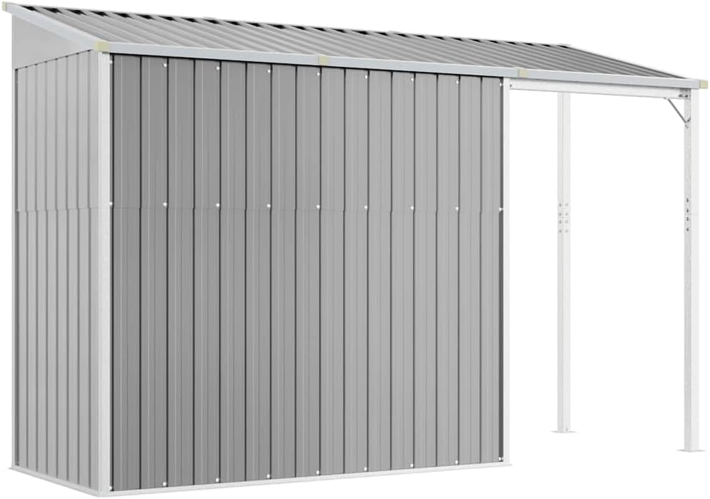 bleujardin Abri de Jardin avec Toit prolongé Gris Clair 277x107x181 cm, Maison & Jardin, Pelouses & Jardins, Vie en extérieur, Structures extérieures, Cabanes & abris de Jardin, Gris, (Poids 41.56KG)