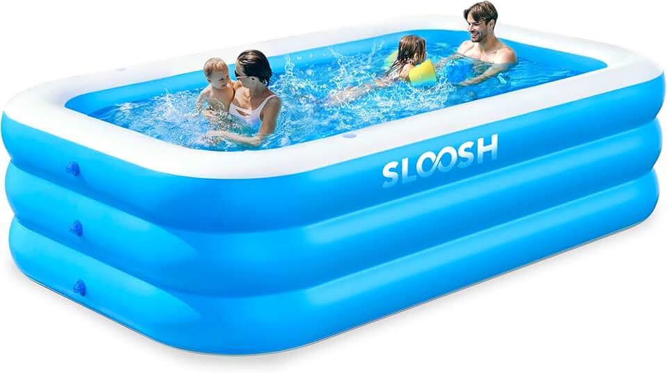 bleujardin - piscine gonflable familiale - 304,8x182,8x55,8 cm - sièges intégrés, épaisse et durable