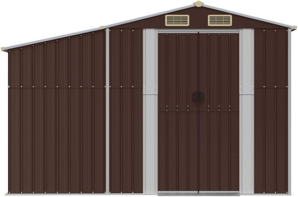 Abri de jardin en acier - 277x365,5x179cm - support bois, 4 aérations