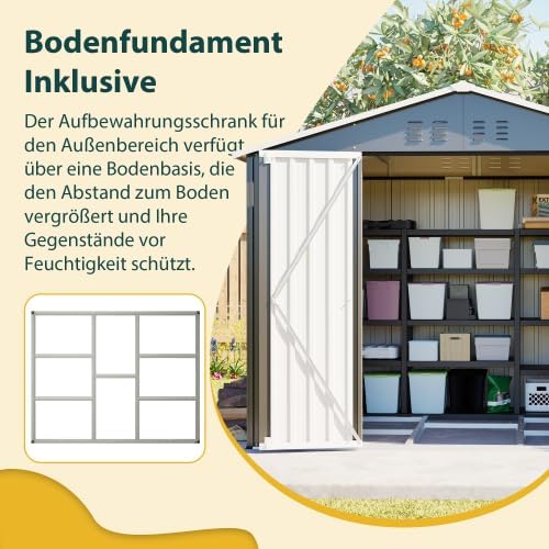 Gartenhaus en métal, abri de jardin 240x192x191 cm, avec porte coulissante et 4 aérations, abri de jardin verrouillable et résistant aux intempéries, pour stockage de jardin et vélos, Noir