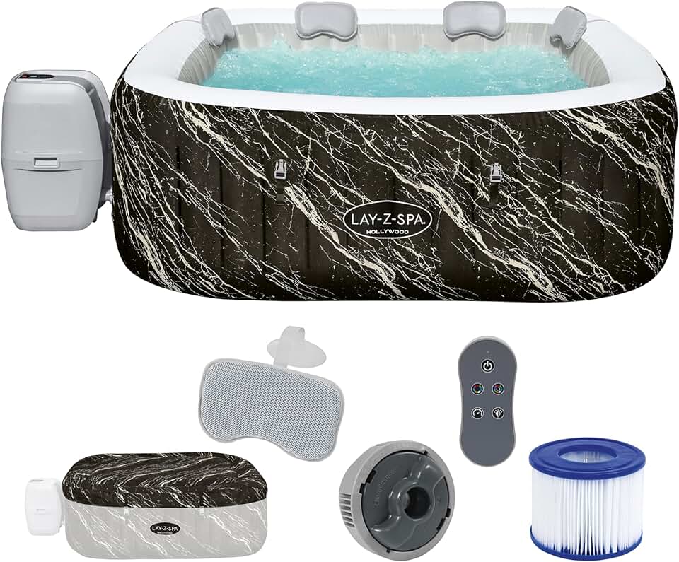 bleujardin - Hollywood Luxe - 180x180x66cm - spa LED 4-6 personnes, noir