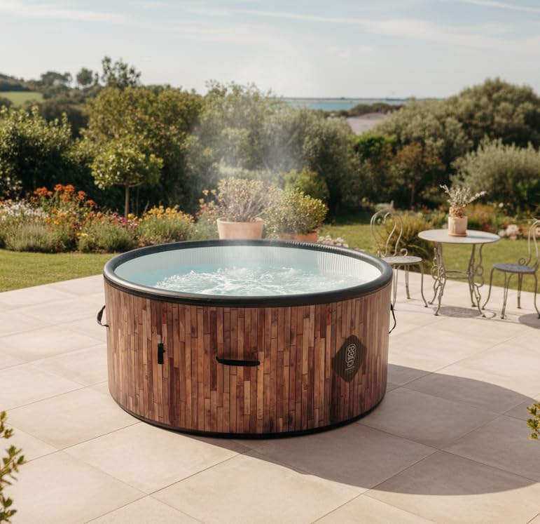 bleujardin Bali Spa Gonflable - 150 cm de diamètre - 800 litres - Moteur 2240 W - 2 à 4 Personnes - Massage 140 Jets