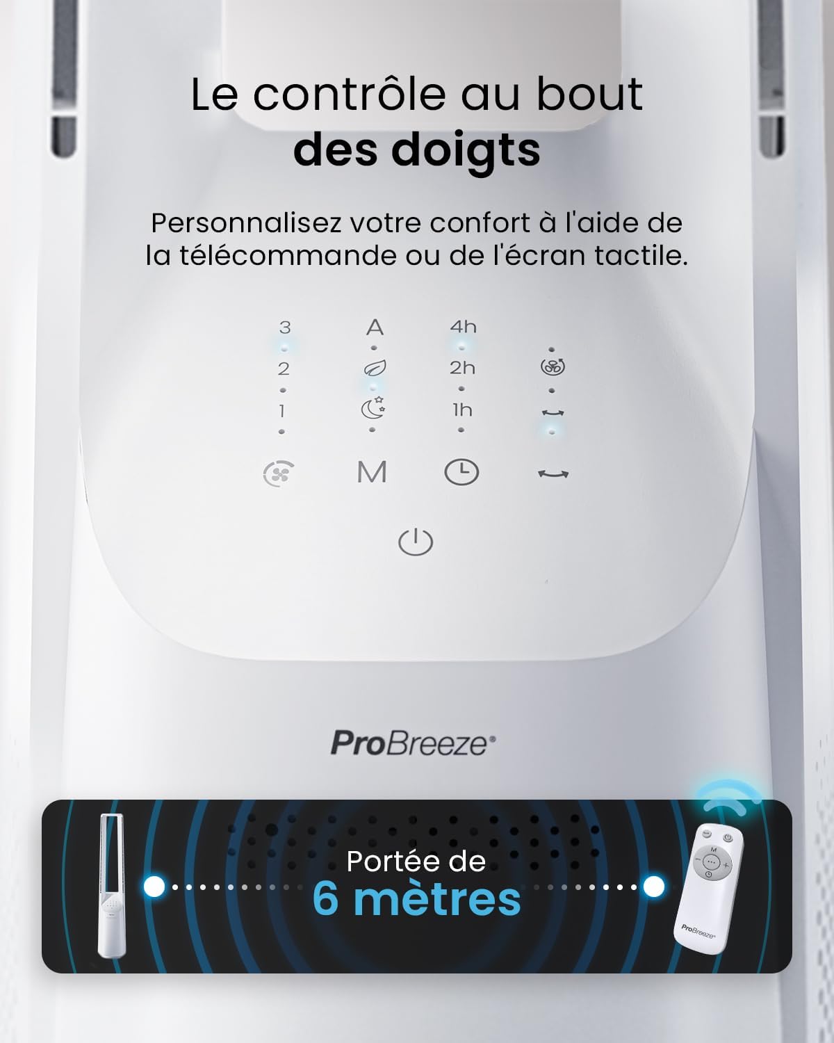 bleujardin - Ventilateur colonne, 101 cm - 6 vitesses, oscillation 60°, silencieux