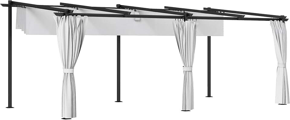 bleujardin - pergola rétractable - 3x6m - rideaux latéraux, UPF30+