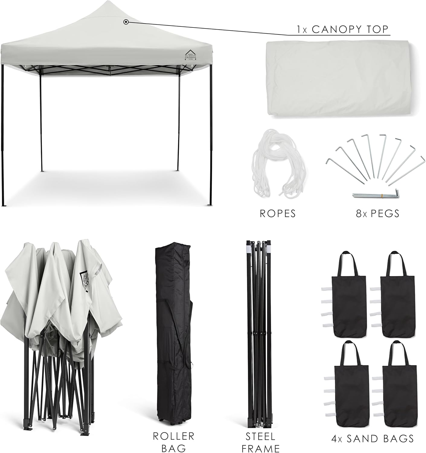 bleujardin - Pop-up tonnelle série 3x3m - blanche, 100% imperméable