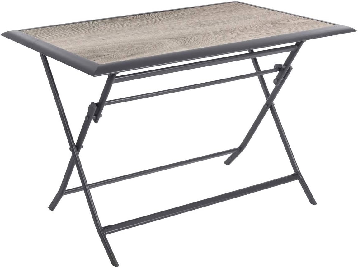 bleujardin - Azua - table pliante rectangulaire, 4 places, aluminium epoxy, gris fumé