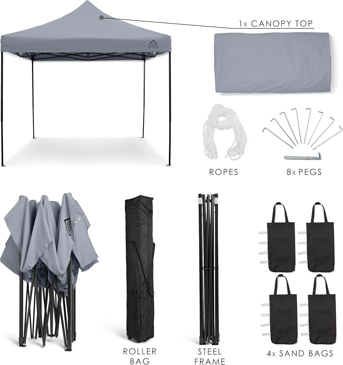 bleujardin - Tonnelle série résistante - 3x3m - étanche, gris métallisé