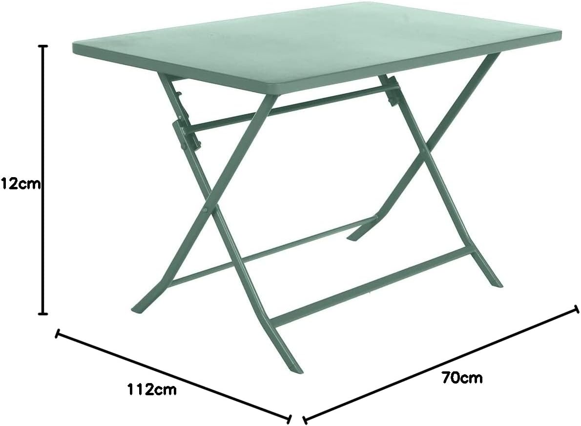 bleujardin - Greensboro - table pliante 4 places acier vert olive