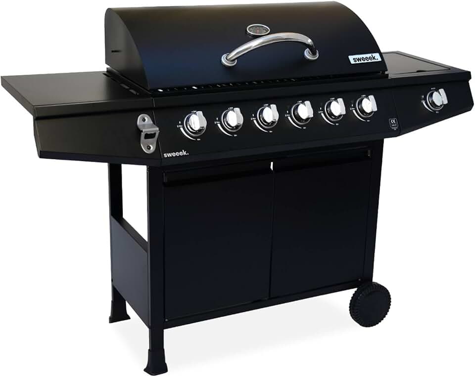 bleujardin - Treville série - barbecue gaz 7 brûleurs, thermomètre, feu latéral