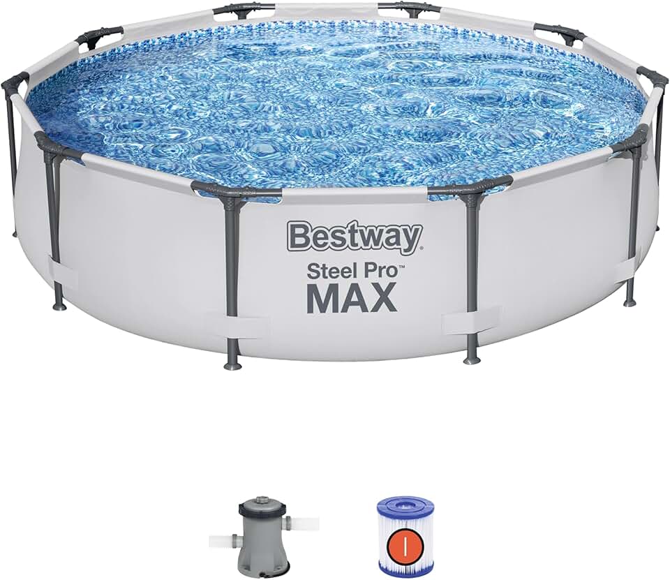 bleujardin - Steel Pro Max piscine ronde - 305x76 cm - filtre cartouche