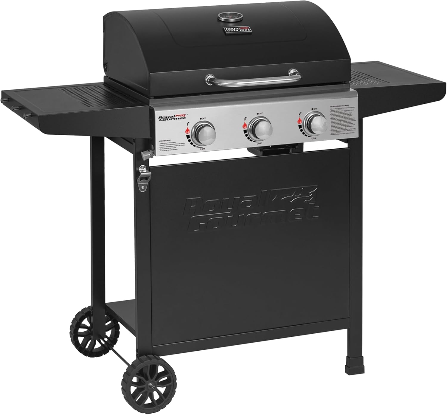 bleujardin – BBQ Gaz 3 brûleurs – 9kW – chariot, capot, grilles, jardin