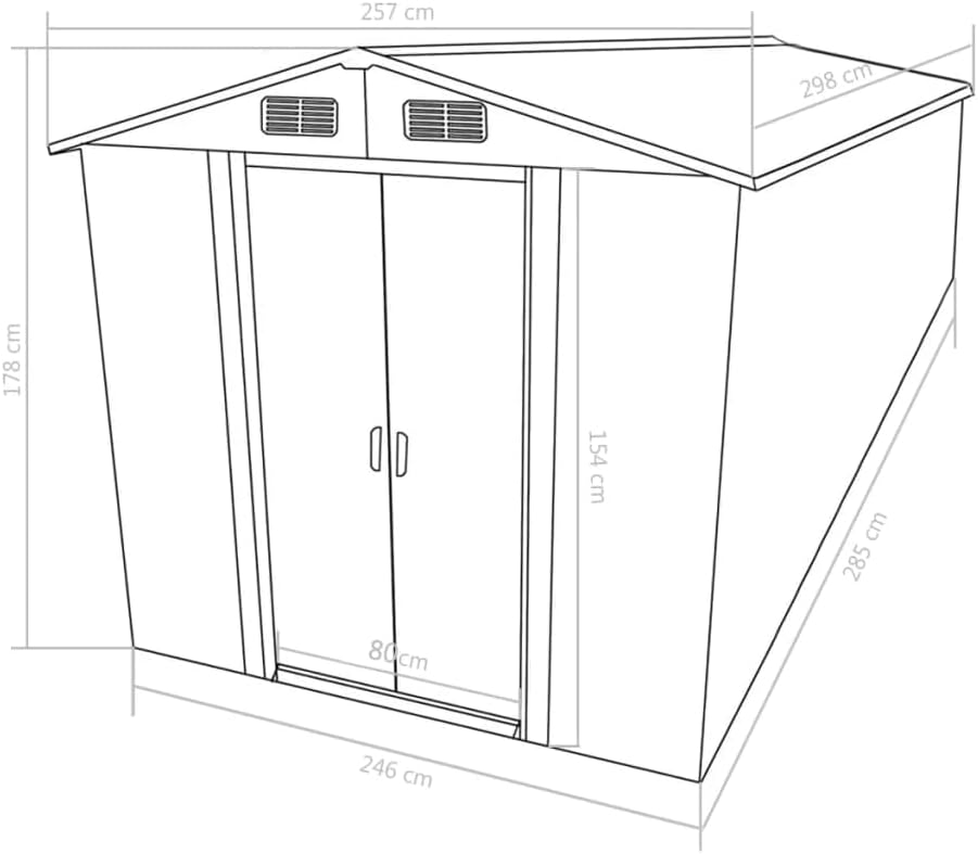bleujardin Abri de Jardin 257x298x178 cm Métal Anthracite,Maison & Jardin, Pelouses & Jardins, Vie en extérieur, Structures extérieures, Cabanes & abris de Jardin, Anthracite (Poids 72.36KG)