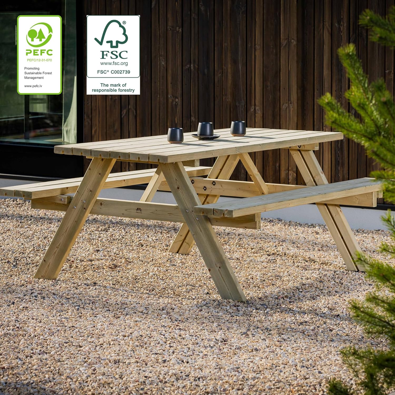 Table de Pique-Nique - Collection UNGURS - Résistante aux intempéries - Sièges pliants, idéale jardin_extérieur - bleujardin-