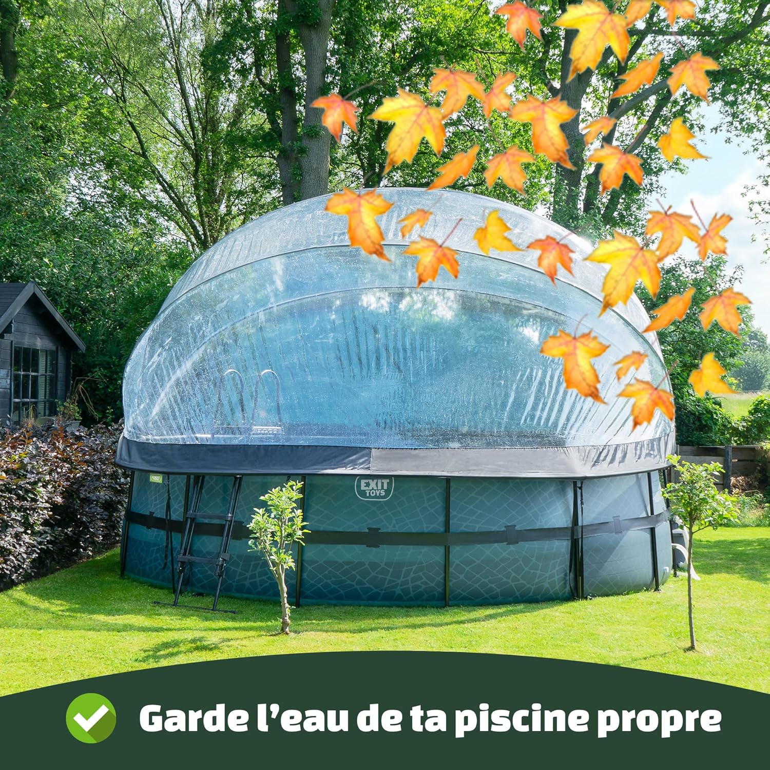 bleujardin Piscine Tubulaire Soft Grey avec Dôme Multifonctionnel - ø360x76cm - Piscine Hors Sol Ronde avec Pompe Filtrante à Cartouche - Entrée Basse - Pour l'Eau de la Piscine Propre et Chaude - Gris