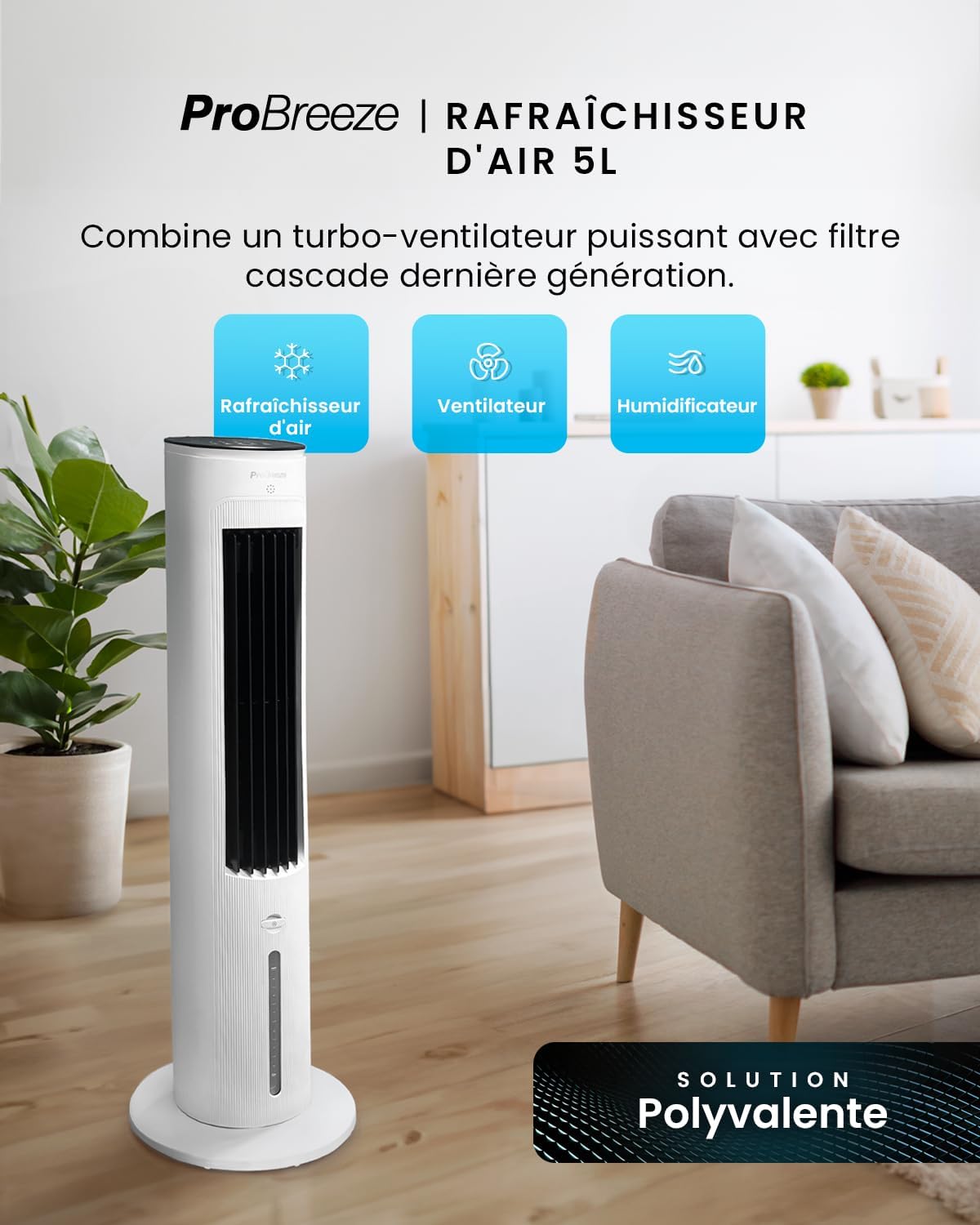 bleujardin - OmniAir - 5L - 3 vitesses, 4 modes, minuterie 7h, clim mobile