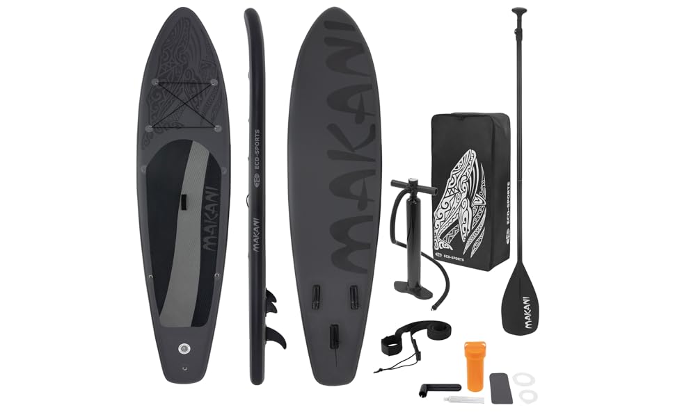 bleujardin Planche de stand up noir paddling Makani 320x80x15 cm SUP gonflable Planche paddle surf