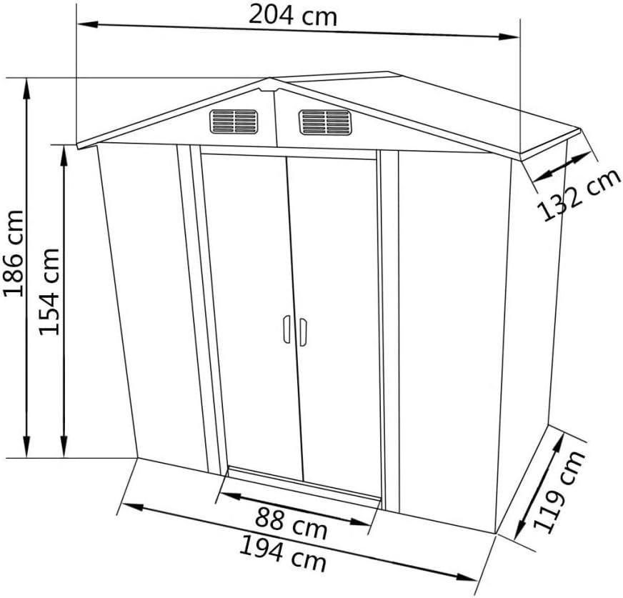 Abri de Stockage Jardin métal vert - 204x132x186 cm
