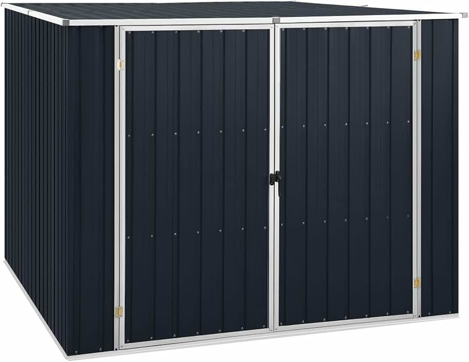 bleujardin Abri de Jardin Anthracite 195x198x159 cm Acier galvanisé,Armoire De Jardin Exterieur,Abri De Jardin,Meuble Exterieur Rangement