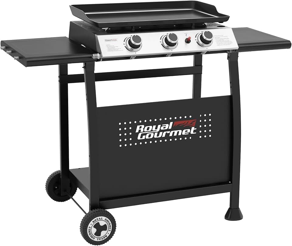 bleujardin - Plancha sur chariot 62x35,5cm - 3 brûleurs puissants 7,5kW