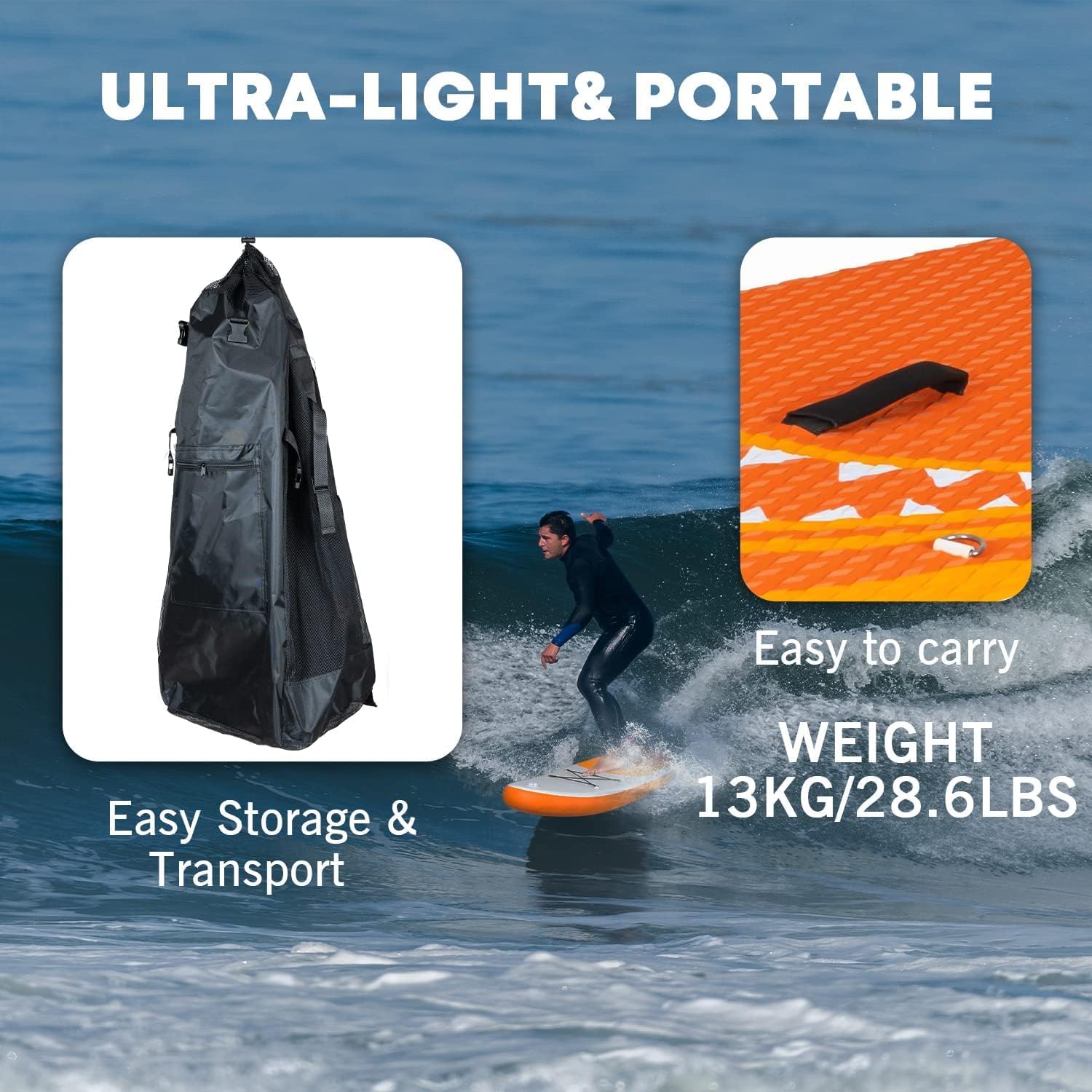 bleujardin - Paddle Gonflable Adulte - 320/335cm - 2 personnes, siège kayak, pagaie alu, support caméra, pompe, 150kg