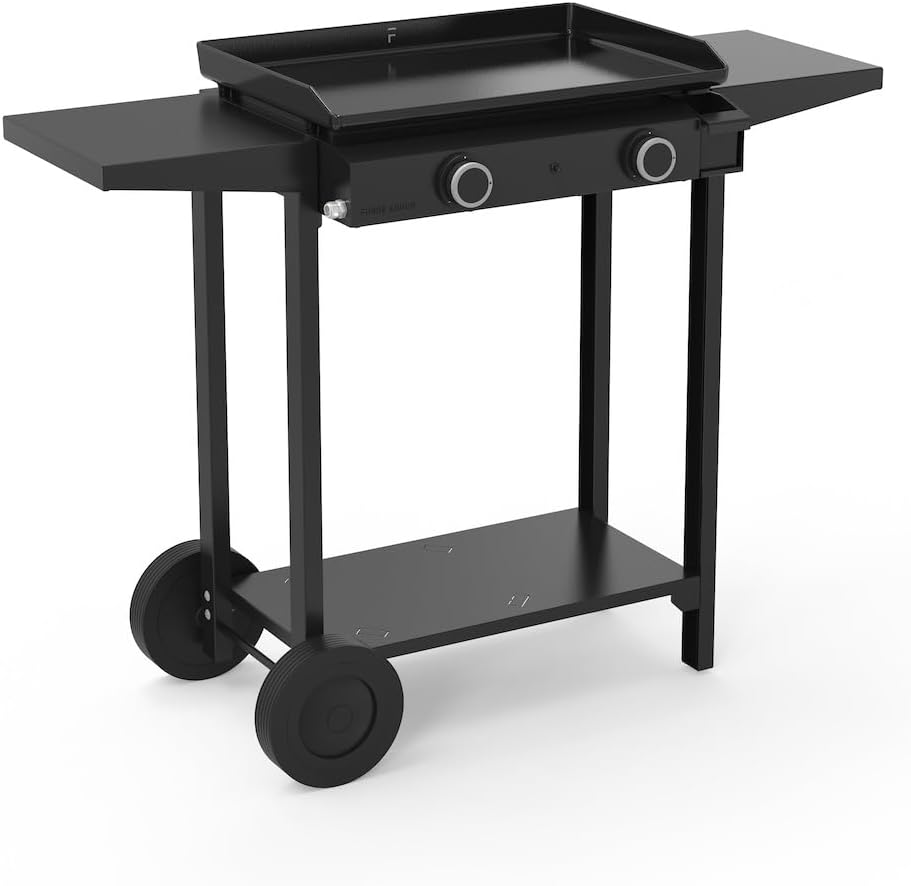bleujardin – Plancha série 60 cm – fonte émaillée, 2 brûleurs puissants