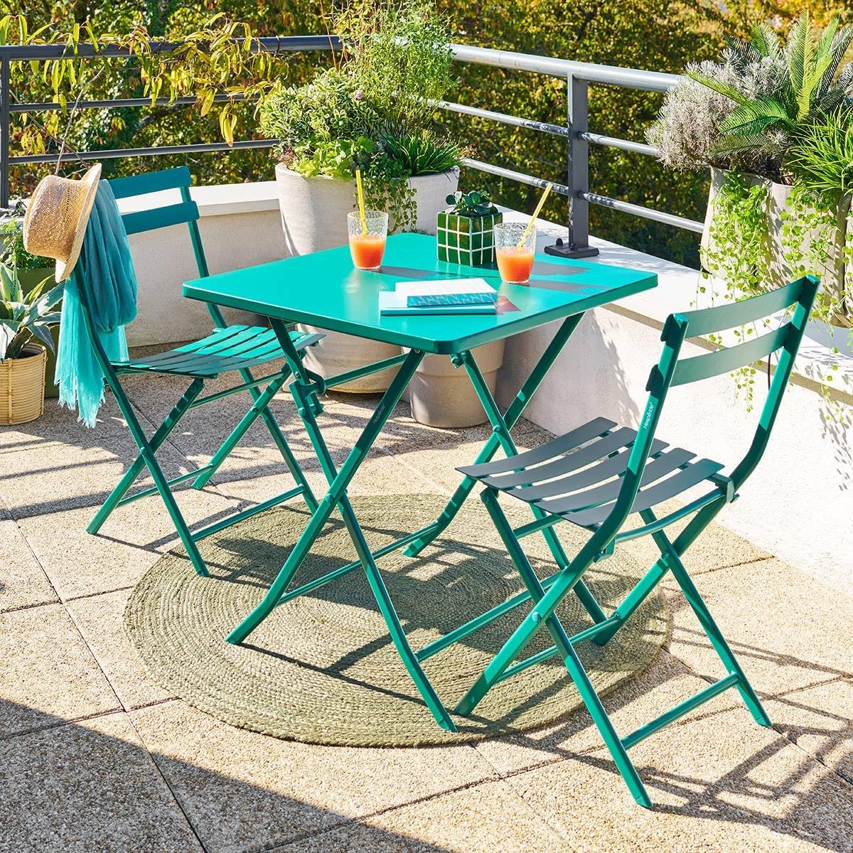 bleujardin - Greensboro Opale - 2 places - Acier renforcé antirouille, 55x55 cm