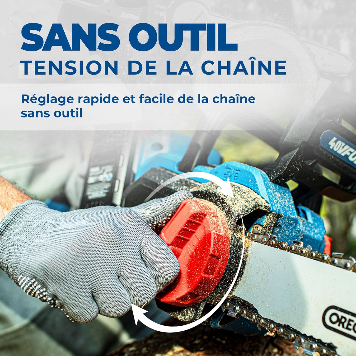 bleujardin - Tronçonneuse sans fil 40V - 38 cm - Moteur brushless, 2 batteries 4 Ah