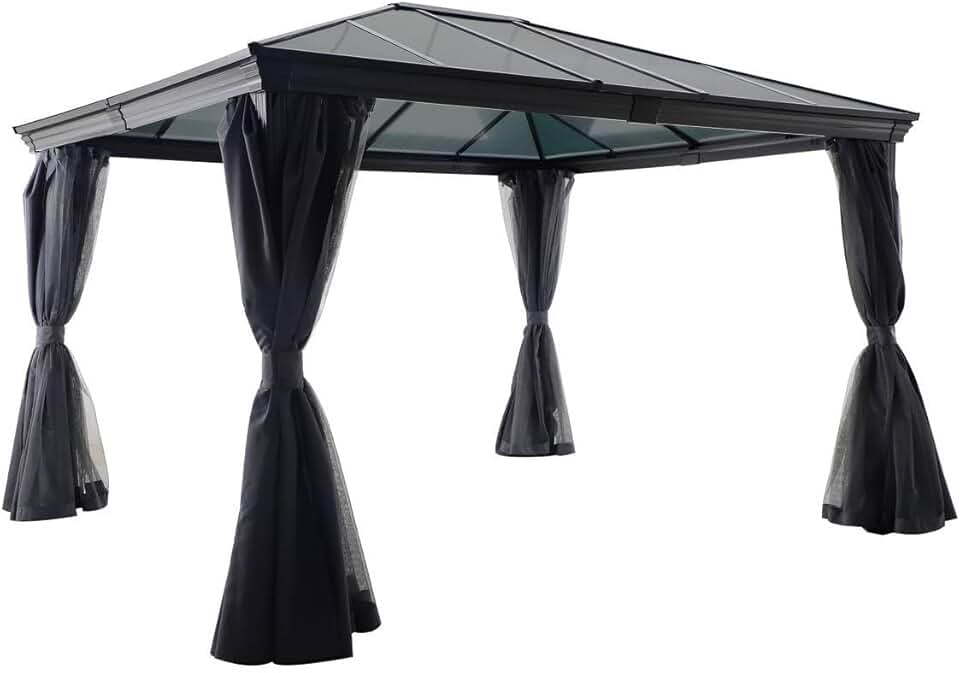 bleujardin - Tonnelle Belize Graphite - 5 places - polyester acier epoxy anti-rouille