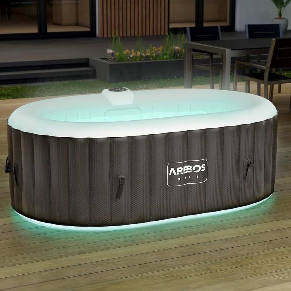 bleujardin - Spa LED gonflable 190x120cm, 2 places, 90 jets, 550L