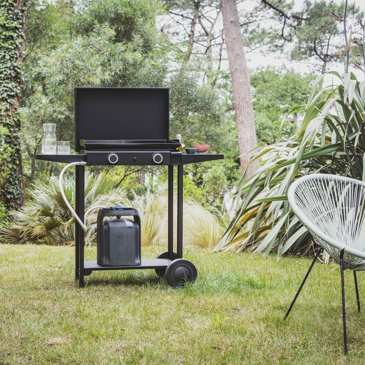bleujardin – Plancha série 60 cm – fonte émaillée, 2 brûleurs puissants