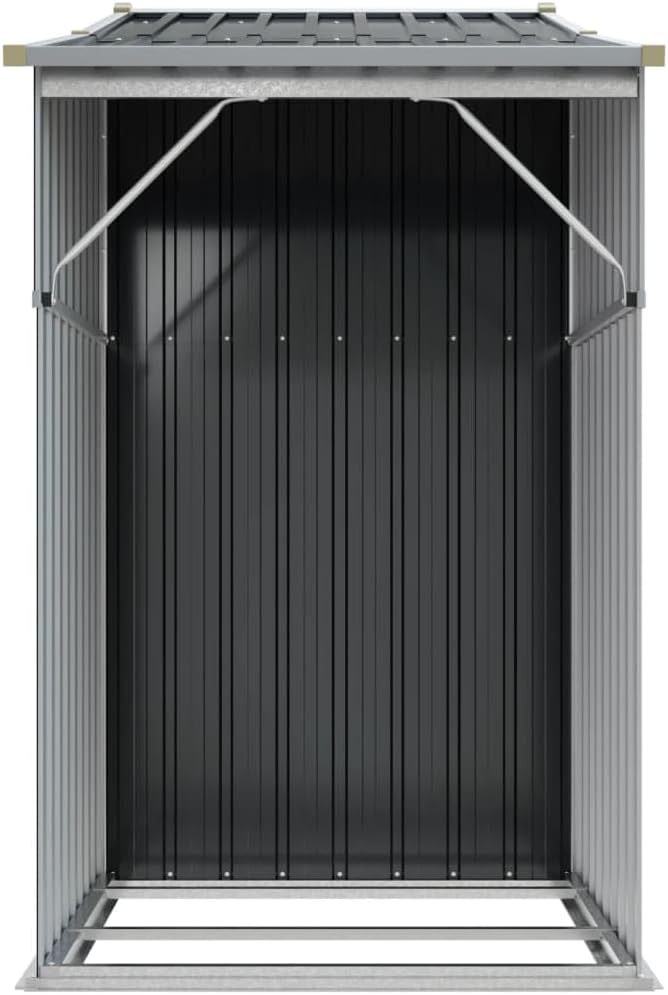 Abri de jardin anthracite 277 x 93 x 179 cm en acier galvanisé avec toit incliné et ouvertures d'aération pour outils de jardin et support de bois de chauffage, abri de jardin en métal robuste pour le