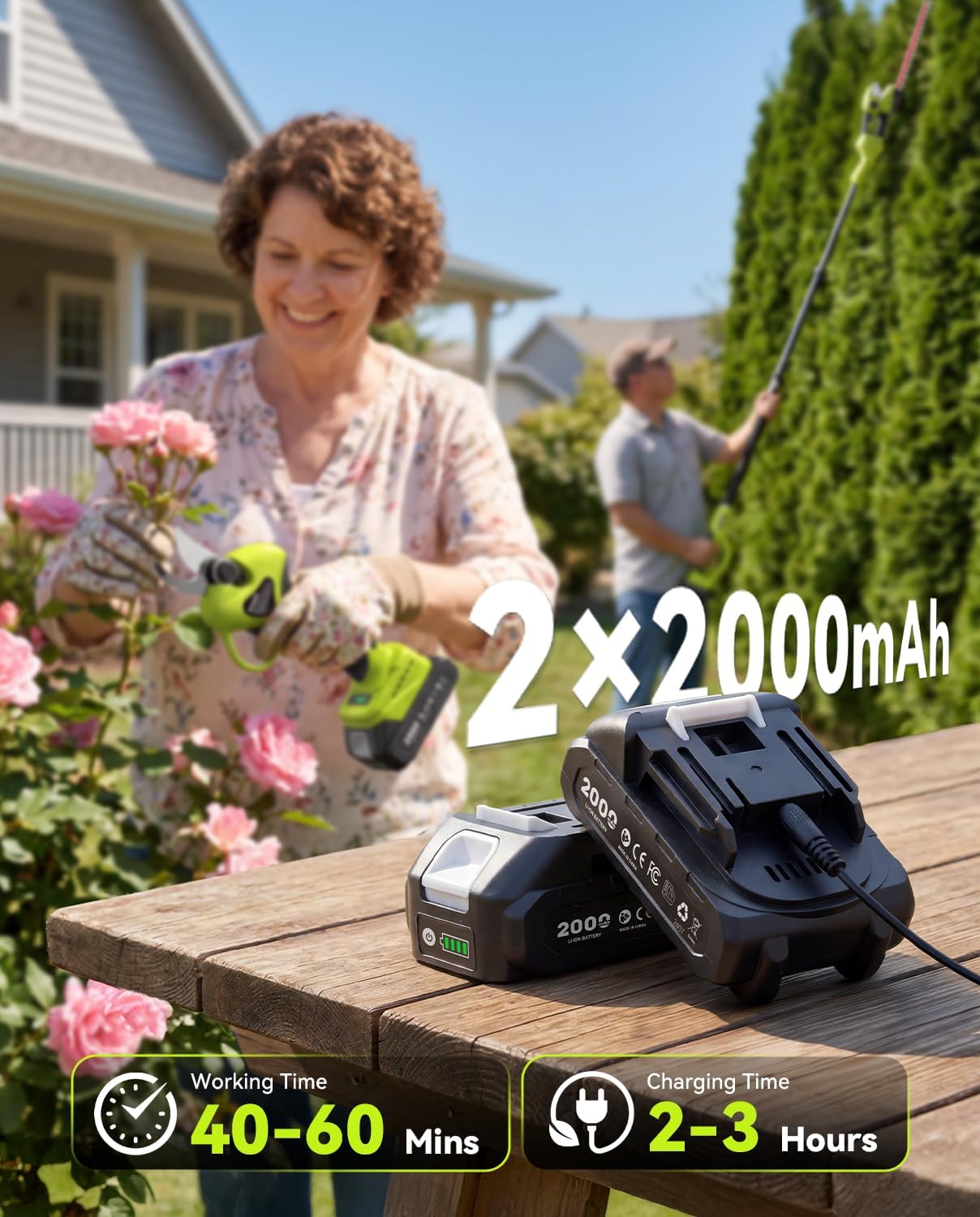 Taille-haies sur perche - 8 en 1 - portée 4,6 m - batterie 4000 mAh