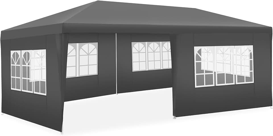 bleujardin® Tonnelle de Jardin Exterieur 6x3m Tente de Reception Protection UV 30+, Barnum Chapiteau Gazebo Pavillon de Jardin, résistant à l'eau avec Parois Amovibles, Cadre Robuste en Acier époxy