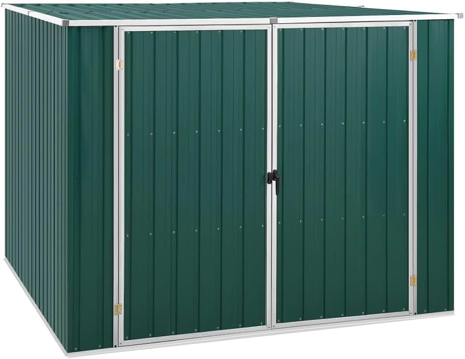 bleujardin Abri de jardin, abri de jardin extérieur, armoires extérieures, abris de jardin, abri de jardin extérieur, acier galvanisé vert, 195 x 198 x 159 cm