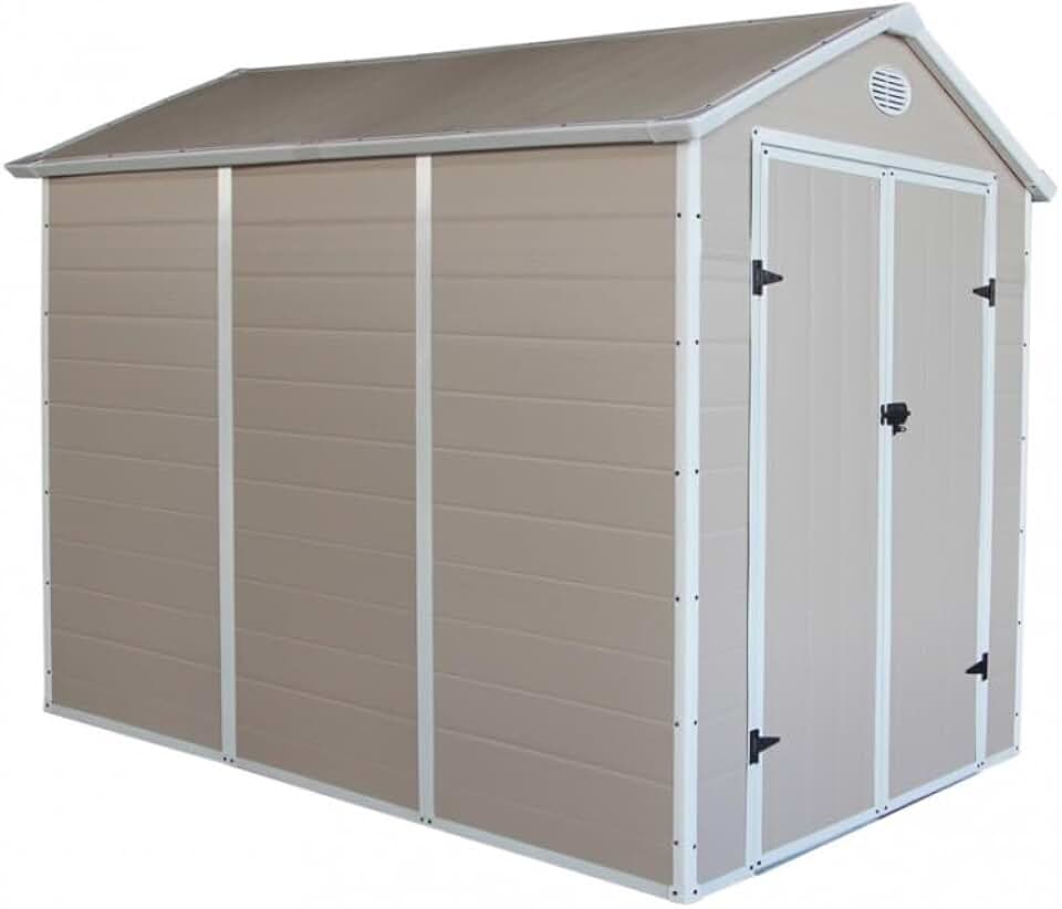 bleujardin - Abri Jardin Résine - 5,32m² - acier, porte double, fenêtre, 226cm