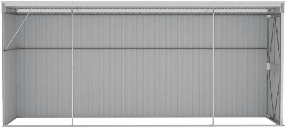bleujardin Abri de Jardin Mural Gris 118x382x178 cm Acier galvanisé,Structures extérieures, Cabanes & abris de Jardin,316230