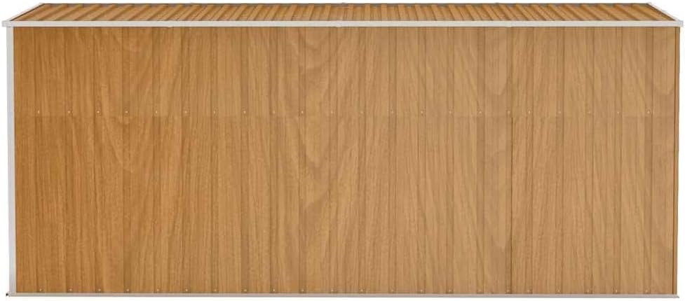 Abri de jardin mural marron 118x382x178 cm acier galvanisé, 47.9kg