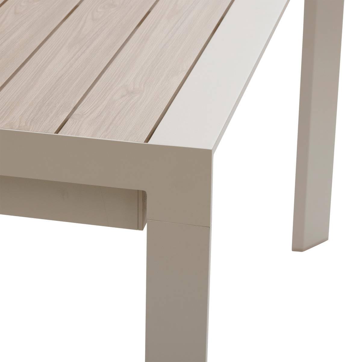 bleujardin - Evasion Argile - table extensible 14 places - aluminium bois antirouille, rallonge