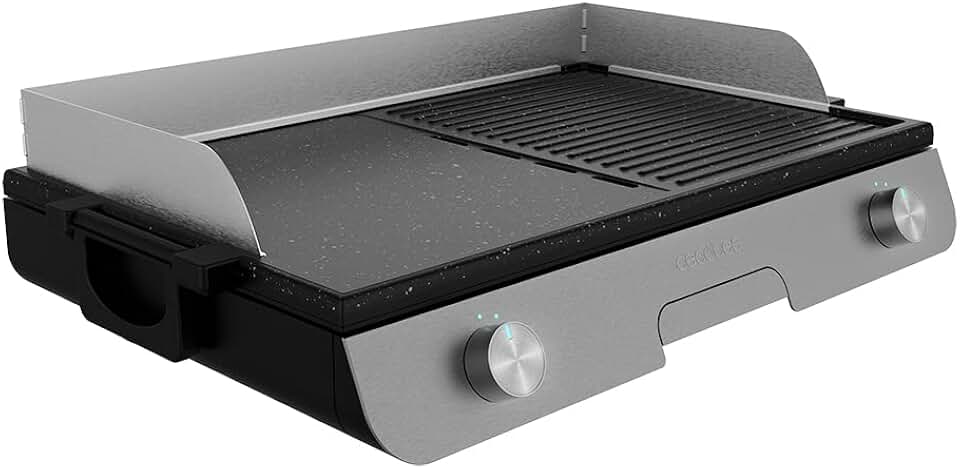 bleujardin - PerfectRoast 3000 - barbecue inox - 3000W, surface mixte, Rockstone antiadhésif, thermostat, bac graisse 03182