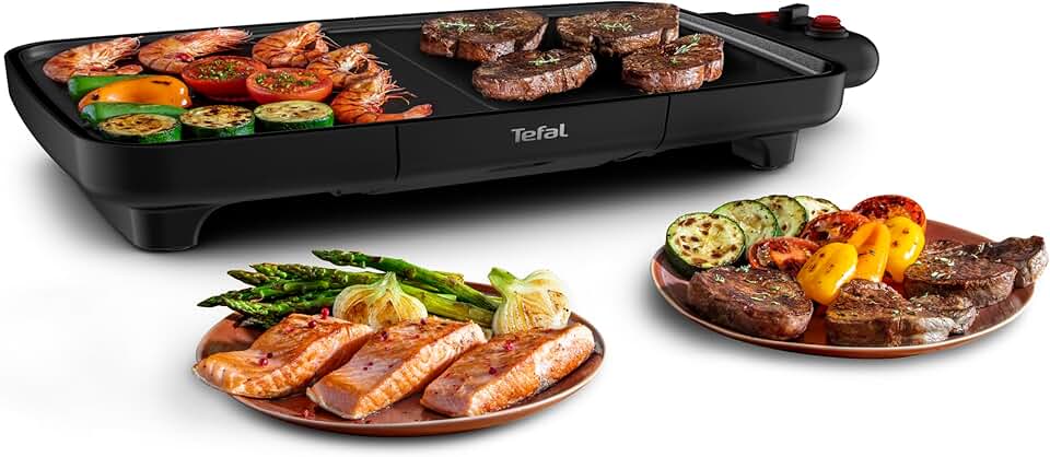 bleujardin - Booster Plancha électrique 2200W 2 zones, grande surface, thermostat réglable CB642800