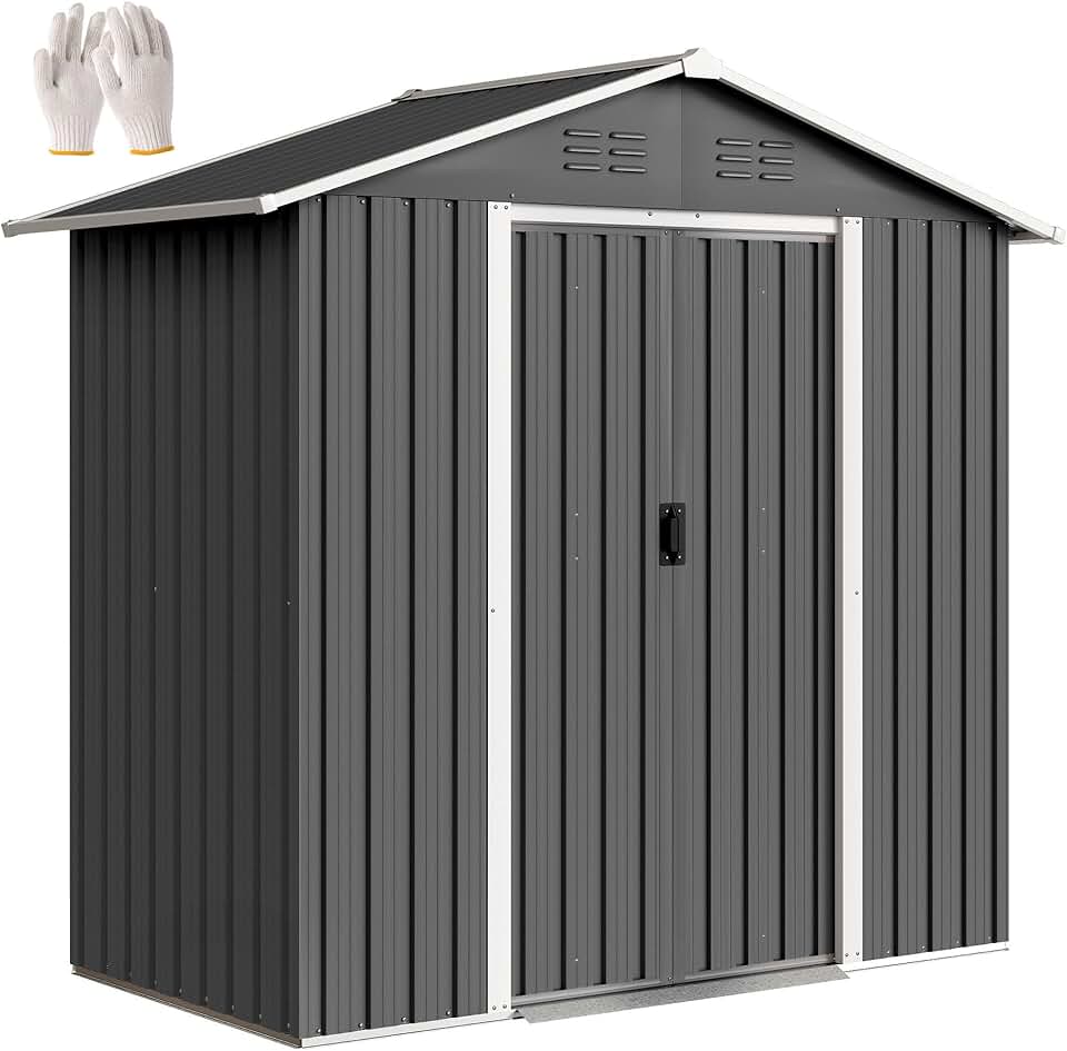 bleujardin - abri de jardin métal 1,8 m² - 194x107x191 cm, portes coulissantes, 4 aérations