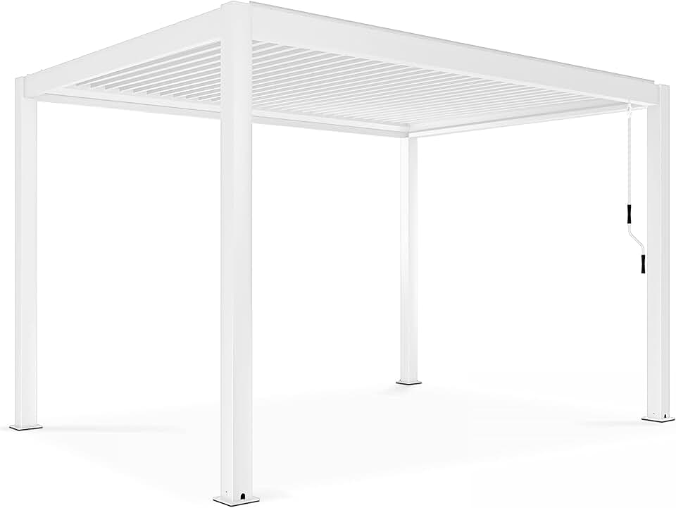 bleujardin - Pergola bioclimatique autoportée blanche - 3x4m - résistance météo