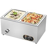 bleujardin Bain Marie Électrique en Acier Inoxydable, Température réglable, 2X 1/2 GN Récipients ave...