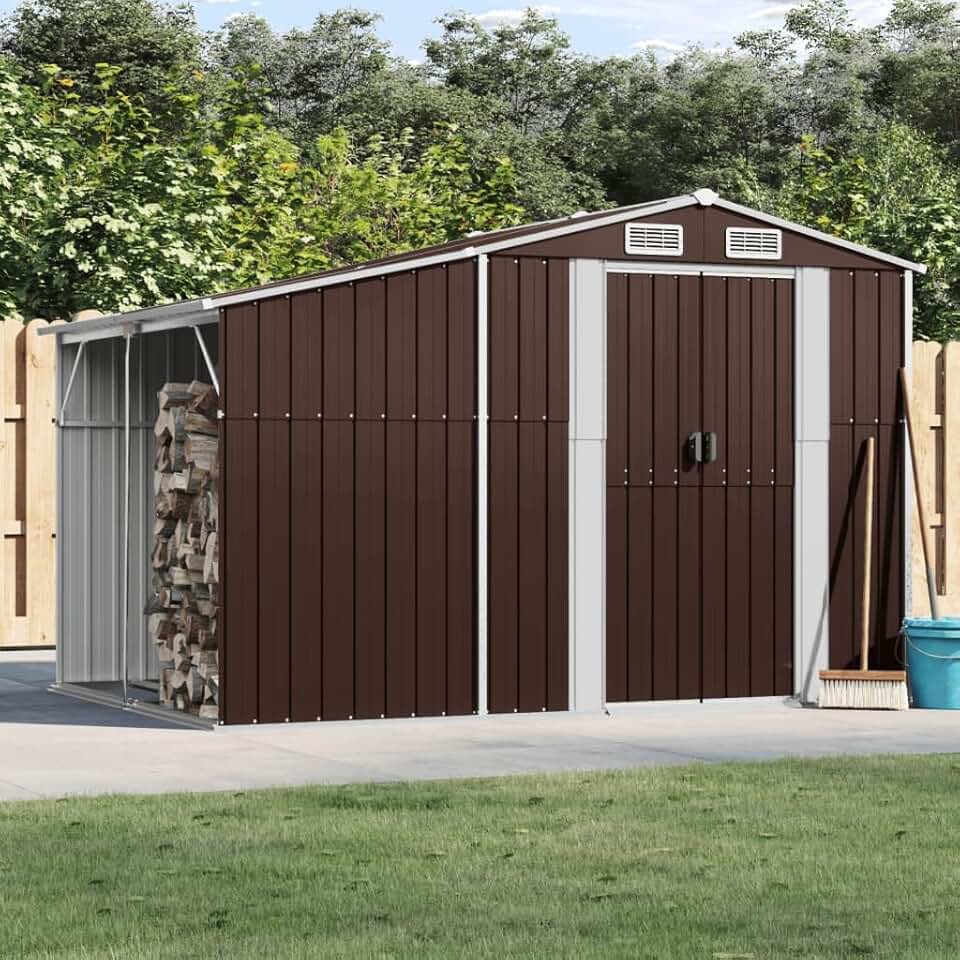 bleujardin - abri de jardin acier galvanisé marron 277x192,5x179 cm