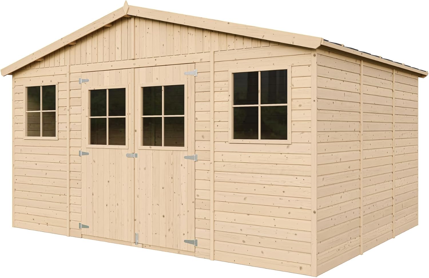 Abri de Jardin en Bois Exterieur avec Plancher IMPRÉGNÉ- Chalet en Pin/épicéa-H246x418x320 cm/12 m²- Construction de Panneaux - Rangement pour vélos, Remise à Outils- bleujardin M331+M331G