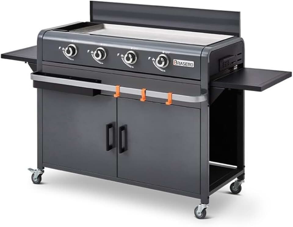 bleujardin - Plancha Lola sur chariot, 88x35,5cm, 4 brûleurs gaz, 9,6kW