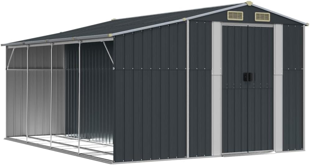 Abri de Jardin en Acier galvanisé, Salles de Stockage de Jardin Extérieures avec Bouches D'aération et Poignées Pratiques pour Ranger Les Outils, Les Ustensile de (277 x 365,5 x 179 cm)