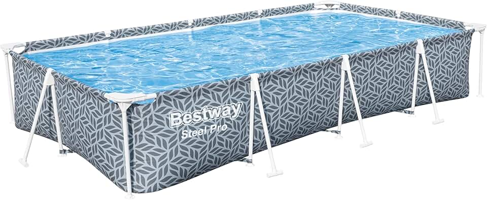 bleujardin - Steel Pro imprimée Graphique - 366x201x66 cm - Piscine hors sol rectangulaire