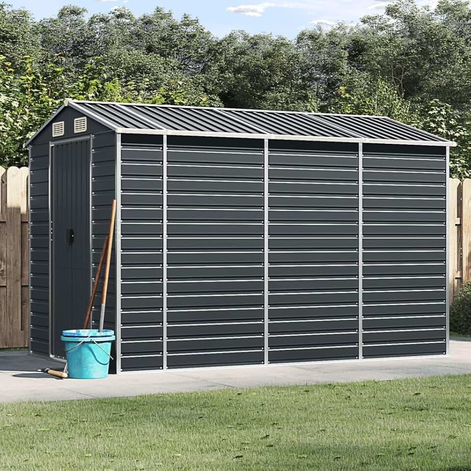 bleujardin Abri de Jardin Anthracite 191x300x198 cm Acier galvanisé,Abris De Jardin,Abri De Stockage pour Jardin,Abri D'Outils De Jardin